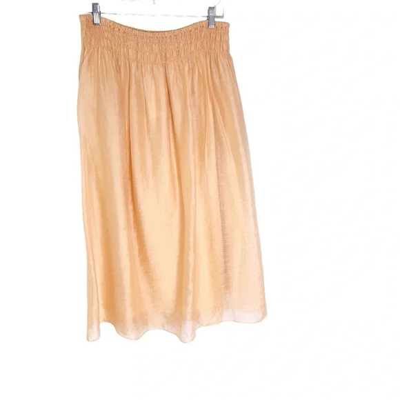 Vince Smocked Waist Gathered Maxi Skirt Peach Size L NWT - Picture 5 of 12
